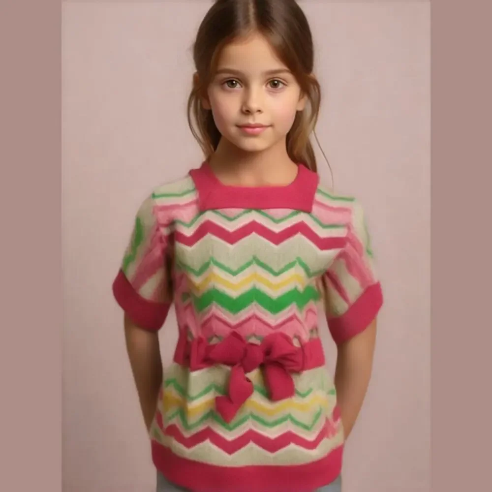 Gymboree Girls Sweater Sz XS 3 4 Belted Wavy Stripe Island‎ Lily Pink Green NEW